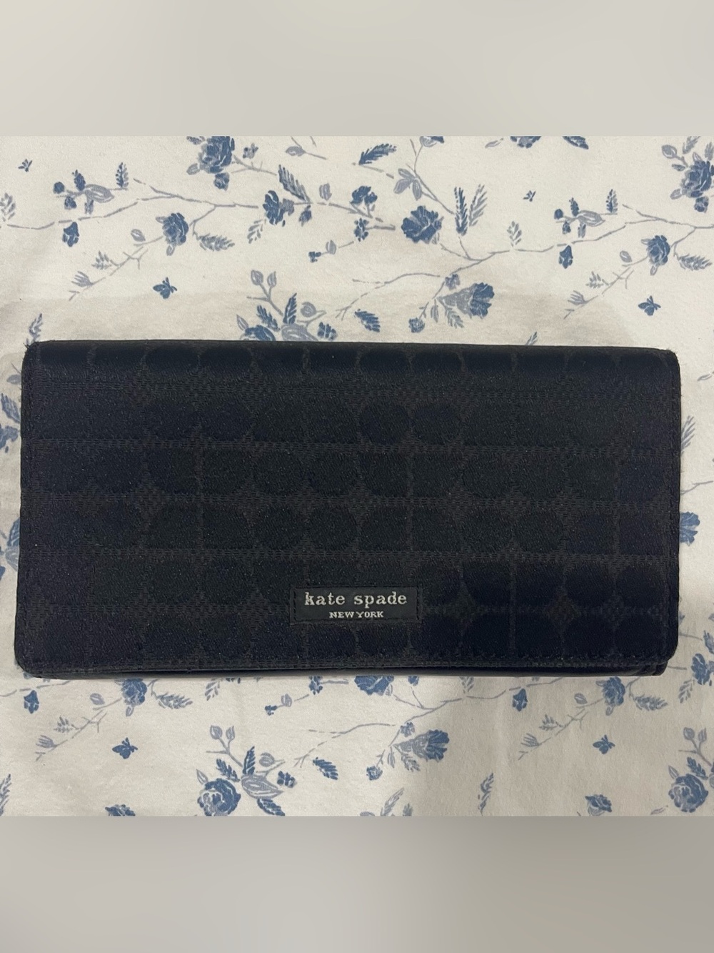 kate spade black jacquard logo continental wallet
